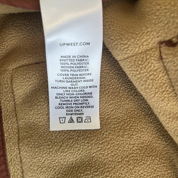 UpWest Womens Jacket Size L Sherpa Teddy Full Zip Pockets Hooded Brown Cropped - Picture 15 of 15